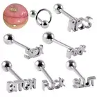 2PCS 14G Tongue Bar Tongue Studs Body Piercing Stainless Steel Punk Jewellery