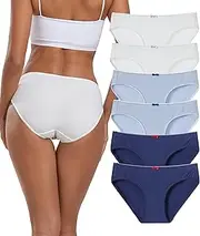 [COLORFULLEAF] Women's Underpants, Cotton Briefs, Hipster Underwear, Women's Panties, Plain and Print Colours, S-3XL, Pack of 3/6