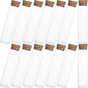 HAWILLOSCH 24Pcs Transparent Glass Vials with Cork Small Liquid Sample Bottles for Chemistry Travel Storage Airtight Design for Essential Oils More