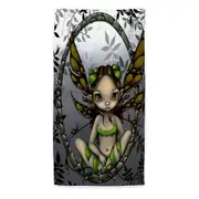 Big Eyed Hazel Fairy in the Forest Microfiber Beach Towel