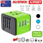3.4A Adapter Travel Plug Universal International 3 USB &Type-C Converter Power