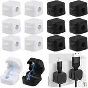 12 Pcs Magnetic Cord Organizer Holder, Strong Adhesive Magnetic Cable Clips Management Easy Open, Organize Phone Charging Cords Wire Holder Organizer for Home,Office,Car,Desk,Nightstand (White Black)