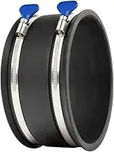 POWERTEC 70281 6 Inch Dust Control Flex Cuff with Adjustable Key Hose Clamps, Hose Connector Rubber Cuff Coupler for Woodworking Dust Collection Fittings, Dust Collector Accessories & Machinery, 1pk