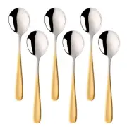 Bouillon Spoon Sets, 7-Inch Round Soup Spoons, Stainless Steel Finished Table...