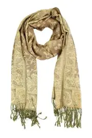 Reversible Paisley Pashmina Shawl Wrap Elegant Colors 023-4Taupe/Beige