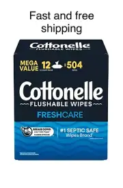 Cottonnelle Flushable Wet Wipes,12 Flip Top Packs (42 Wipes /pack) 12 Packs