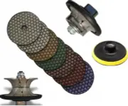 3/8" Radius 2" Full Bullnose router bit 4" Dry Polishing Pad granite concrete