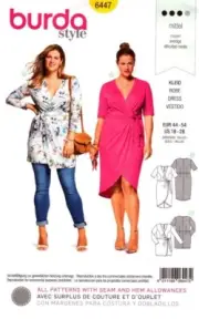 Burda Sewing Pattern 6447 Burda Style Wrap Dress Sizes US 18-28 EUR 44-54