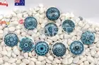 10X Aqua Green Vintage Ceramic Flower Knobs Mandala Cabinet Drawer Cupboard Pull