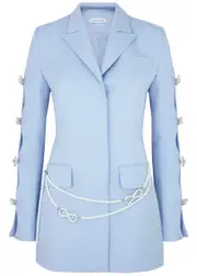 Mach & Mach Embellished Cut-out Wool Mini Blazer Dress - Blue - 40 (UK12 / M) 40 (UK12 / M)