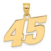 14k Yellow Gold Polished Block Number 45 Pendant