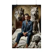 Wolf and company, surreal, sophisticated, Matte Vertical Poster