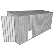 Build-A-Shed 1.2 x 4.5 x 2.0m Tunnel Shed Tunnel Hinged Door with 1 Sliding Side Door - Zinc