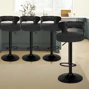 4x ALFORDSON Bar Stools Linen Fabric All Black