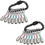 Magnetic Drill Bit Holder Keychain 2 Set (16PCS), One-Handed Operation Design 1/4’’ Hex Shank Screwdriver Bit Holders for Tool Storage for DIY Workers