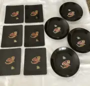 Vtg. Anheuser-Busch Couroc of Monterey Fox Hunt 10 pcs. Black Dishes (NOS)