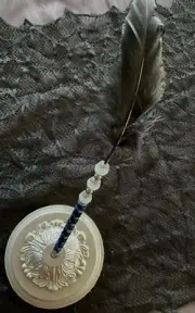 FEATHER QUILL GEL PEN ~W/CRYSTAL ACCENTS