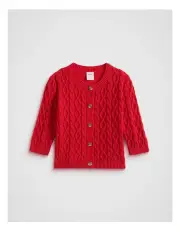 [Seed Heritage] Cable Cardigan in Chilli Red