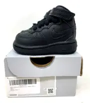 Nike Air Force 1 MID TD 2C Baby Shoe Triple Black Infant Sneaker 314197-004