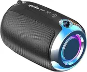 Portable Waterproof Bluetooth 5.0 Speaker with Loud Stereo Bass, Wireless USB Outdoor Speaker (Black)