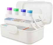 3 Pill Storage Box 7L Large Capacity Pill Organizer Case with Handle Dustproof Transparent Box for Home(white)