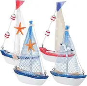 FIXOSHEE 4Pcs Sailboat Models Nautical Decor for Ocean Themed Bathroom Tabletop Shelf Display Handmade Craft with Unique Designs Sturdy and Lasting Ocean Decor