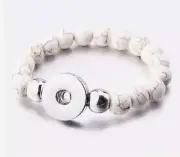 Snap Jewelry Bracelet Howlite Ivory Bead Stretch fit 18-20mm Ginger Style Charm