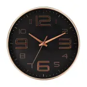 10" Wall Clock Battery Operated Silent Non-Ticking Gold 3D Numbers Black