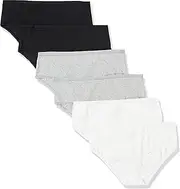 [Amazon Essentials] Women's Cotton Midi Brief Underwear (Available in Plus Size), Pack of 6