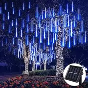 Outdoor Solar LED Meteor Shower Rain Lights Holiday String Lights Waterproof Garden Light 8 Tubes 144 Leds For Garden Tree Colorful Decoration Landscape Light