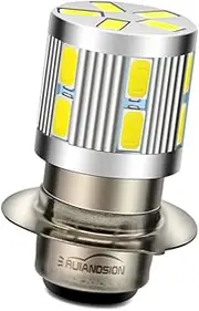 Ruiandsion H6M P15D LED Motorcycle Headlight Bulb White DC 6-30V Super Bright 5730 17SMD Chipsets Hi/Lo Beam LED Bulb for Motorbike Headlamp, Non-polarity (Pack of 1)