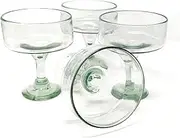 Dos Sueños Mexican Hand Blown Glass – Set of 4 Natural Clear Hand Blown Margarita Glasses (16 oz)