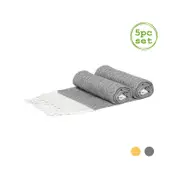 Nicola Spring 5pc Turkish Cotton Towels Set - Zig Zag - Grey