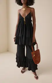 [Chloé] Ruffled Organic Silk Crepe De Chine Pants