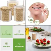 100x Bamboo Tooth Picks Floss Single Pointed Oral Care Toothpick Appetizer Stick