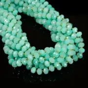 Amazonite Color Dyed Jade Faceted Rondelle Beads Size 6x8mm 15.5'' Strand