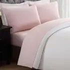Anytime Bed Sheet Set Blush Solid Polyester Twin Sheet with Pillow Case 3-Piece
