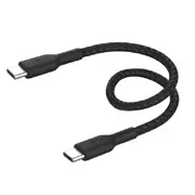 Belkin BoostCharge Braided USB-C to USB-C Cable (0.15M) - Black CAB004bt0MBK, 60W, 480Mbps, 30K+ bend