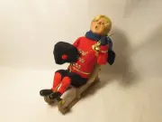 Byers Choice Retired 2002 Smithsonian Exclusive Victorian Boy on Sled with Horn