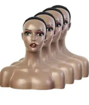 4pcs Realistic Mannequin Head with Shoulders Wig Head Display Stands