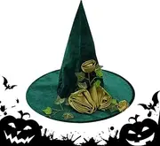 [Generic] Witch Hat Green - Women Wizard Caps | Carnival Witch Hat Floral Vine Decor Wizard Hat for Women Girls Party Headwear Accessory