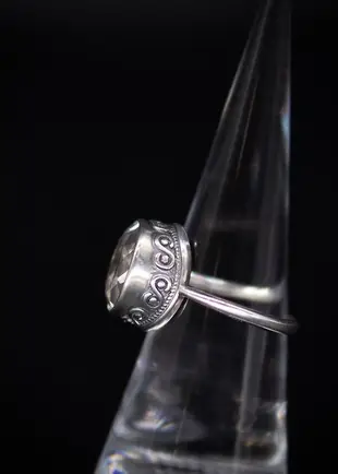 天然高品白水晶 巴釐島手工S925銀戒指