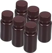 MUCKLILY 6pcs Laboratory Reagent Bottle Refillable Beverage Round Scientific Container Sealing Liquid Storage Container Sample Sealing Bottle Liquid Storage Jar Pot Drink Plastic Dark Brown