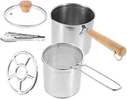 Mobestech 1Set Stainless Steel Deep Fryer Pot Stovetop Cooking Pan with Tong for Tempura Chips and Fries Heat Resistant Easy to Clean Suitable for Home and Restaurant Use