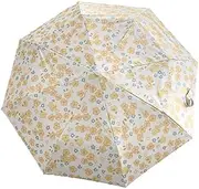 [XiranYien] 42 Inch Compact Travel Umbrella, Automatic Folding, Lightweight, Windproof, Colorful Flower Rain Umbrella for Adults & Women, Portable for Backpack, Yellow (Flower)