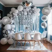 115Pcs Themed Balloon Set - White And Silver Party Balloons For Birthday Parties Weddings Or Celebrations Themed Event Decorations