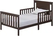 Oxford Baby Lazio Wood Frame Toddler Bed with Guardrails and Straight-Line -Headboard, Snow White