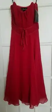 NWT Nicole Miller 100% Silk Ruby Red Dress Size 0