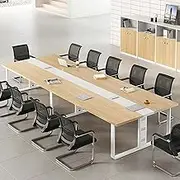 LYXWGRZD Conference Table, 118.1" L x 51.1" W x 29.5" H Large Training Table, Rectangle Meeting Table, Seminar Table for 12 People(Wood Color)
