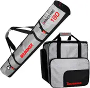 BRUBAKER Ski Bag Combo Tec Pro - Boot Bag and Ski Bag - Silver/Red